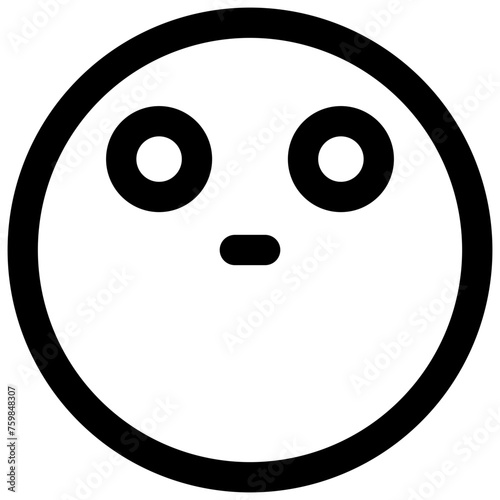 Shocked face. Editable stroke vector icon.