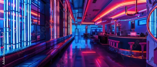 Neon lights illuminate sleek  retro-futuristic cityscapes  merging vintage 60s fashion with sci-fi elements in a timeless celebration of design high resolution DSLR