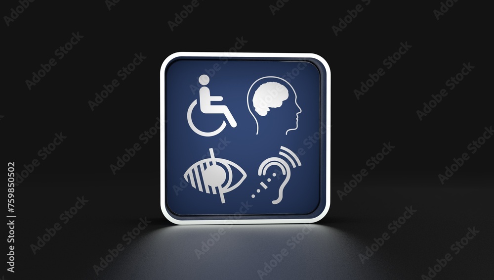 Disabled, Disability Signs, Icons are Visual Presentation - Visual Design. Disabled, Disability Signs, Icons are Visual Presentation - Visual Design.