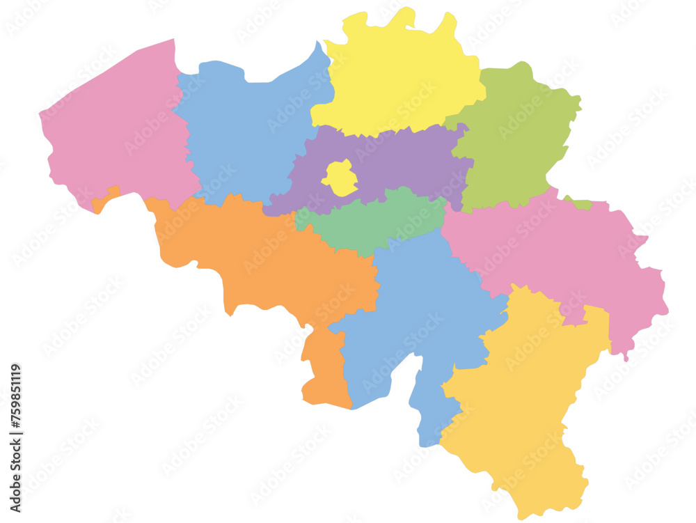 Outline of the map of Belgium with regions