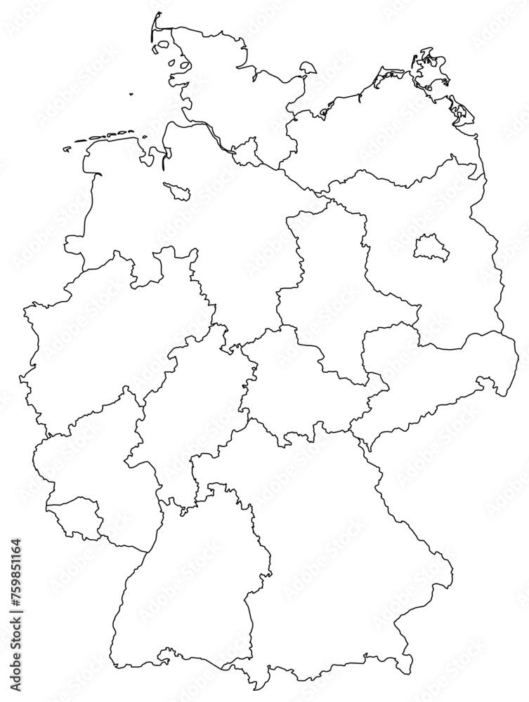 Outline of the map of Germany with regions