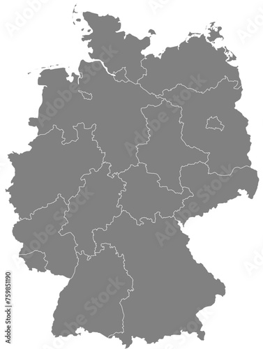 Outline of the map of Germany with regions