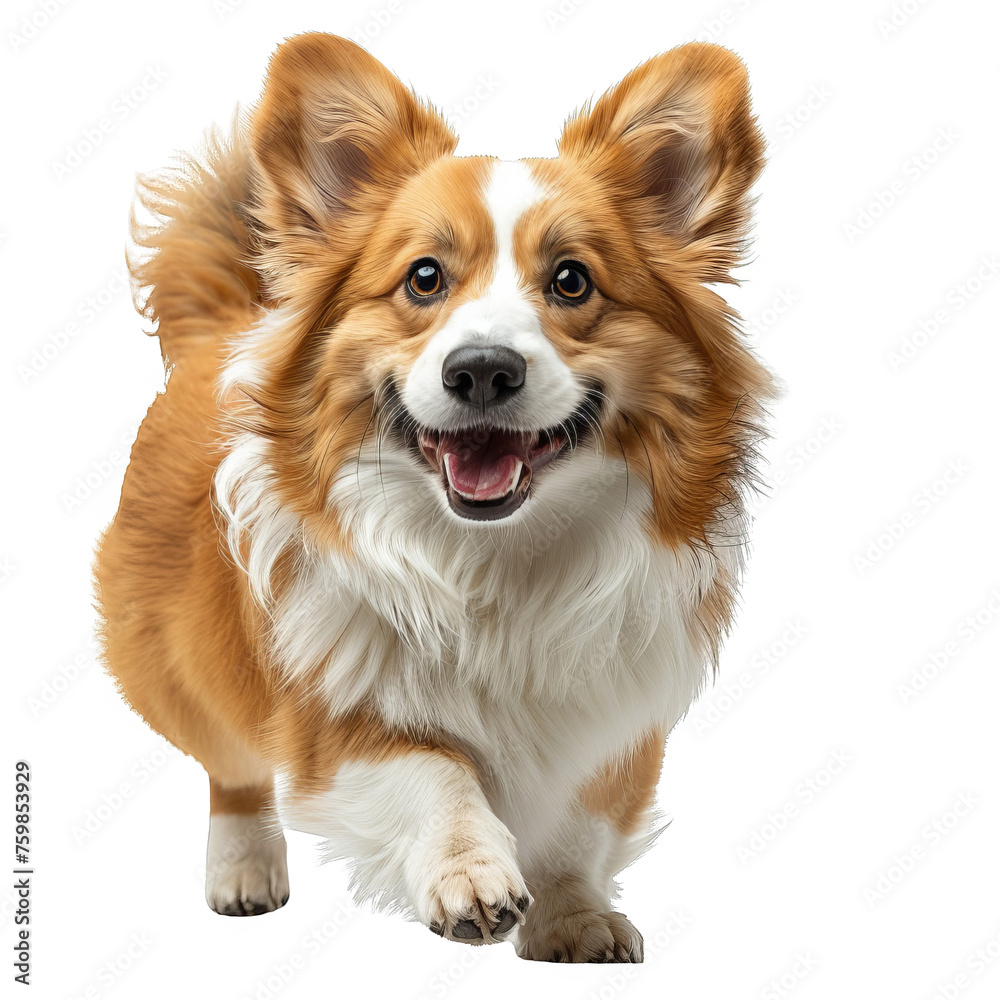 Small Brown and White Dog Running Towards Camera. Transparent PNG Background Small Brown and White Dog Running Towards Camera. Transparent PNG Background