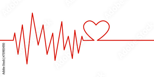 Heartbeat Cardiogram Medical transparent Background Illustration Vector. Health Care Heart Beat Wave Hospital EKG ECG Electrocardiogram Pulse Signal Love Valentine’s Day Red Line Element Design photo