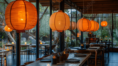 Cozy Restaurant Interior with Warm Lanterns