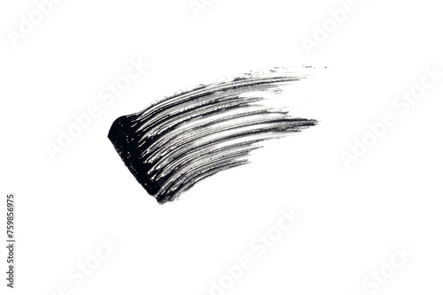 Schilderij op canvas swatch, mascara brushstroke smear isolated on white background flat lay black ma