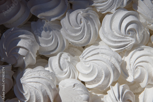 Set of white sweet merengues