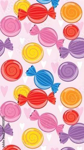 Colorful candy blue  red  purple and pink  candy vector  wallpaper 