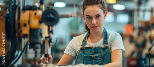 A woman is sewing clothes, female worker concept AI generated image