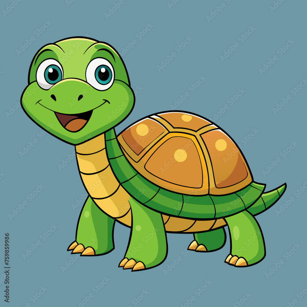 Fototapeta premium Turtle, tortoise, tortoise, turtledove, sea turtle, turtledove, mascot, pet, cartoon, pretty, cute, draw, art, wildlife, character, vector, illustration