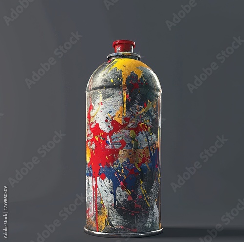 A symphony of colors: vibrant and artistic splashes of paint on a spray paint can, capturing the essence of creative expression