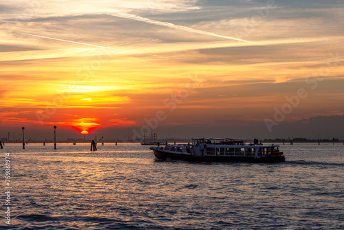 Sunset over Venice from Venetian Lagoon, Veneto, Italy © prn.studio