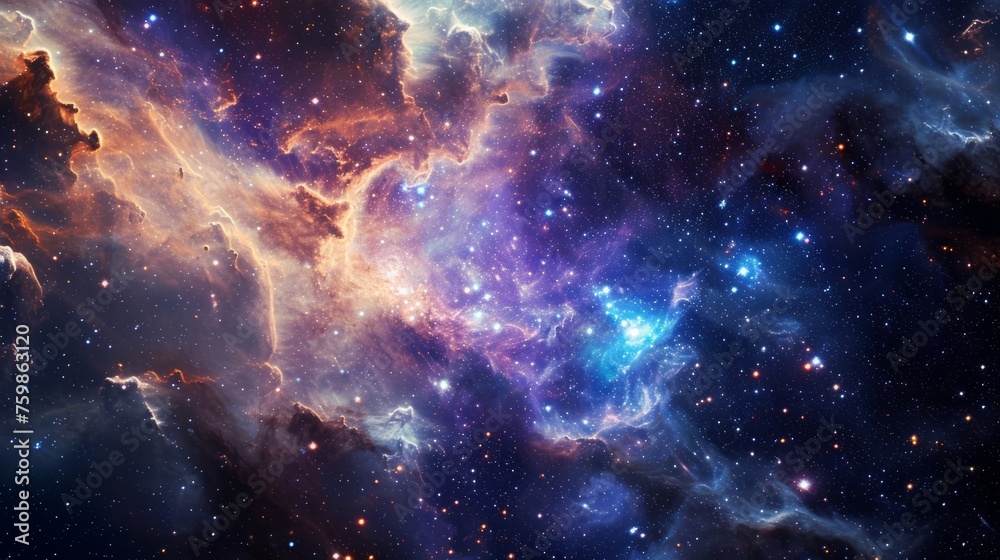 Cosmos with stars, nebula and galaxies, abstract space background	
