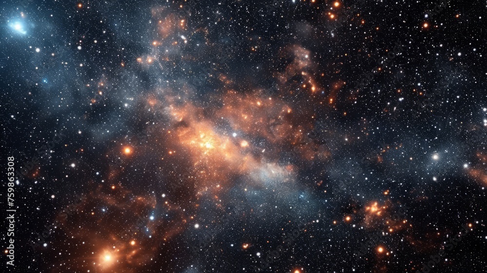 Dark cosmos with stars, nebula and galaxies, abstract space background	
