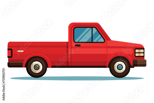 Red pickup truck , clear flat vector illustration artwork 