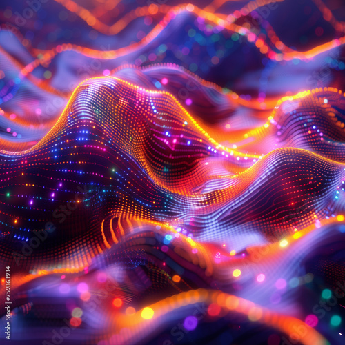 A colorful, abstract image of a wave with bright colors and dots © CtrlN