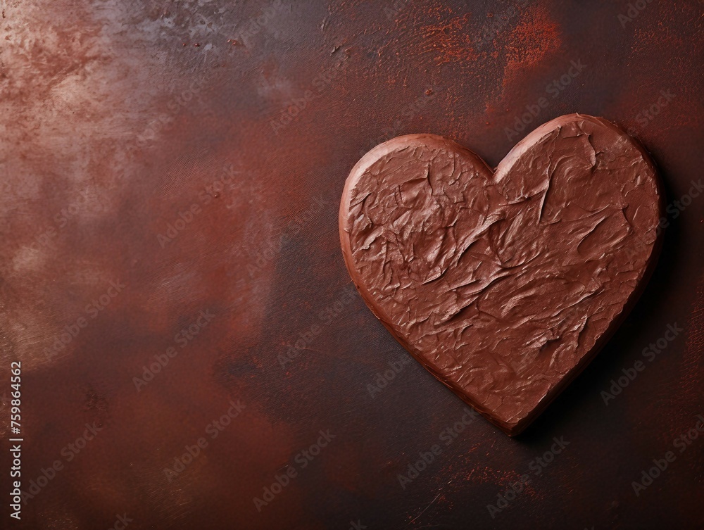 Chocolate heart on a brown background. Valentines day background. Chocolate heart on a brown background. Valentines day background.
