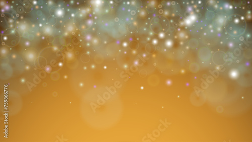 Magic Abstract Defocused Bokeh Circles Background Design.  Christmas snowfall Vector Horizontal Illustration. Cosmic Print. Glitter confetti. Good for Banners, Posters, Covers, Flyers, Cards.