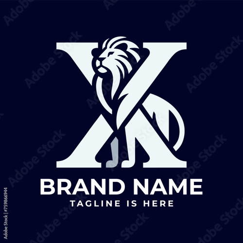 Lion letter X logo: Unites strength and elegance, merging the regal essence of a lion with the modernity of the letter X for a dynamic brand identity.