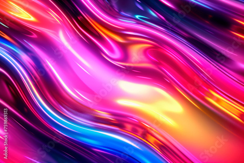 abstract background Y2K retro style, bright, neon colors, holographic, reflective and glitter effects
