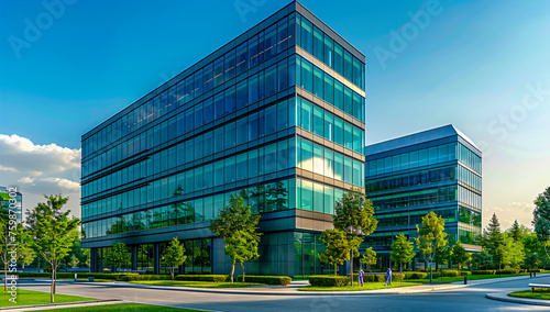 Corporate building facade, modern architecture and design elegance