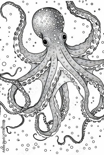 An octopus coloring pages,mandala,generative ai