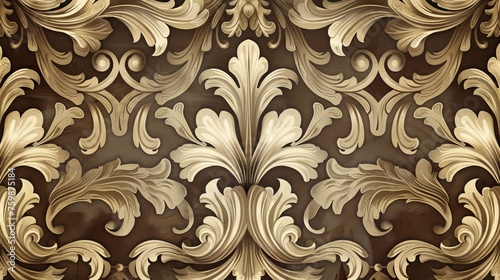Seamless vintage background brown baroque pattern