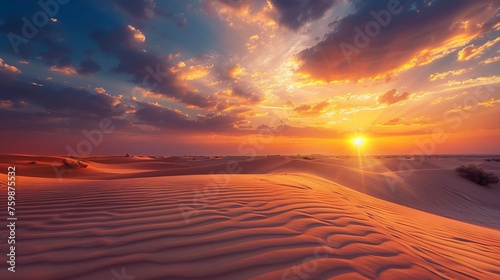 Sunset in the desert, Sunset in the desert in Dubai UAE