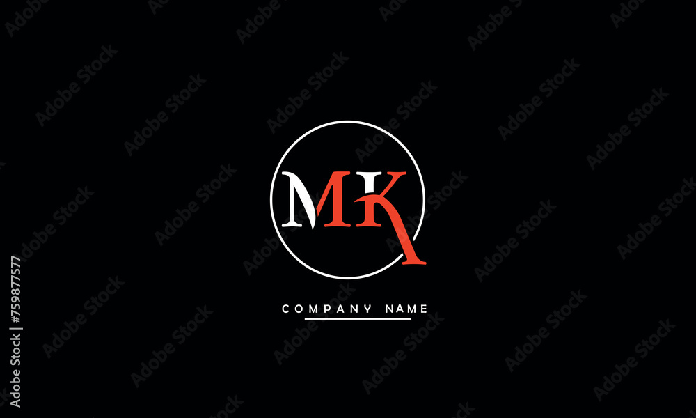 MK, KM, M, K Abstract Letters Logo Monogram MK, KM, M, K Abstract Letters Logo Monogram