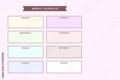 Sweet weekly schedule for streamers vector template