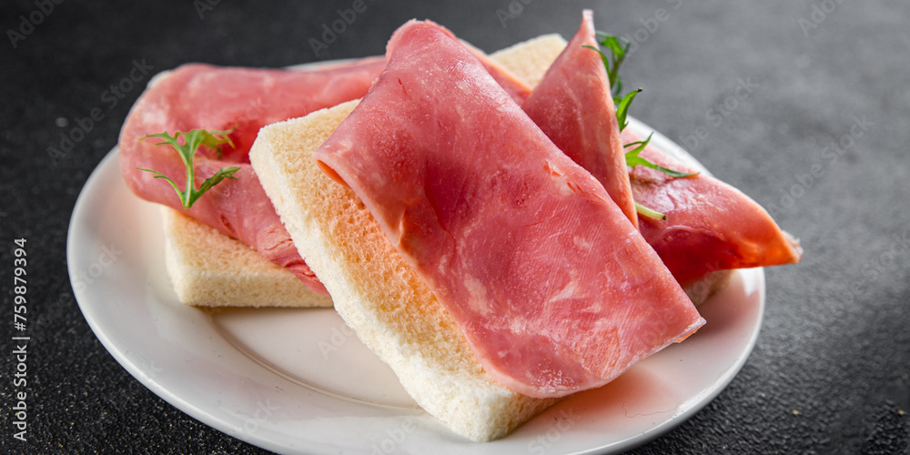 fresh ham slice pork meat food tasty eating appetizer meal food snack on the table copy space food background