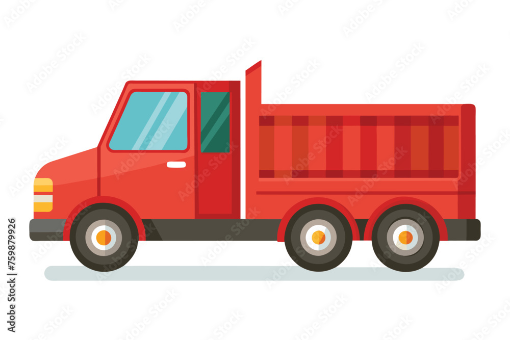 Red truck, clear flat vector, illustration artwork 