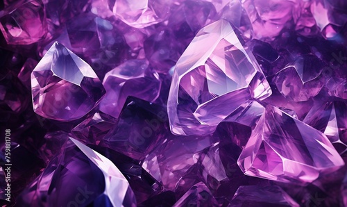 amethyst crystals background, close up of crystals in purple color tone