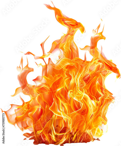 Intense flames fire, cut out transparent