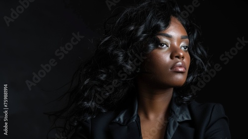 Woman With Long Black Hair in Black Shirt