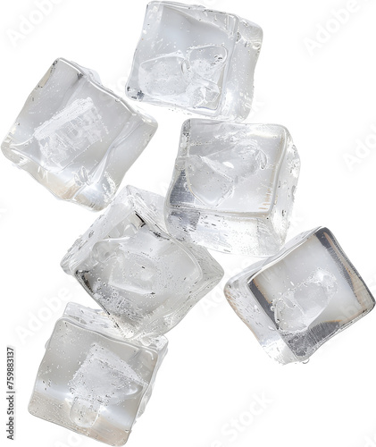 Crystal clear ice cubes, cut out transparent