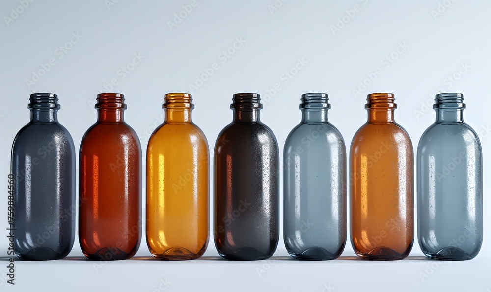 Empty transparent bottles on a light background. Empty transparent bottles on a light background.