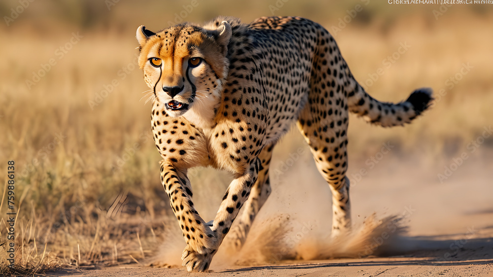 cheetah in serengeti national park - obrazy, fototapety, plakaty 