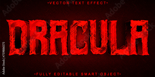 Red Horror Vampire Dracula Vector Fully Editable Smart Object Text Effect