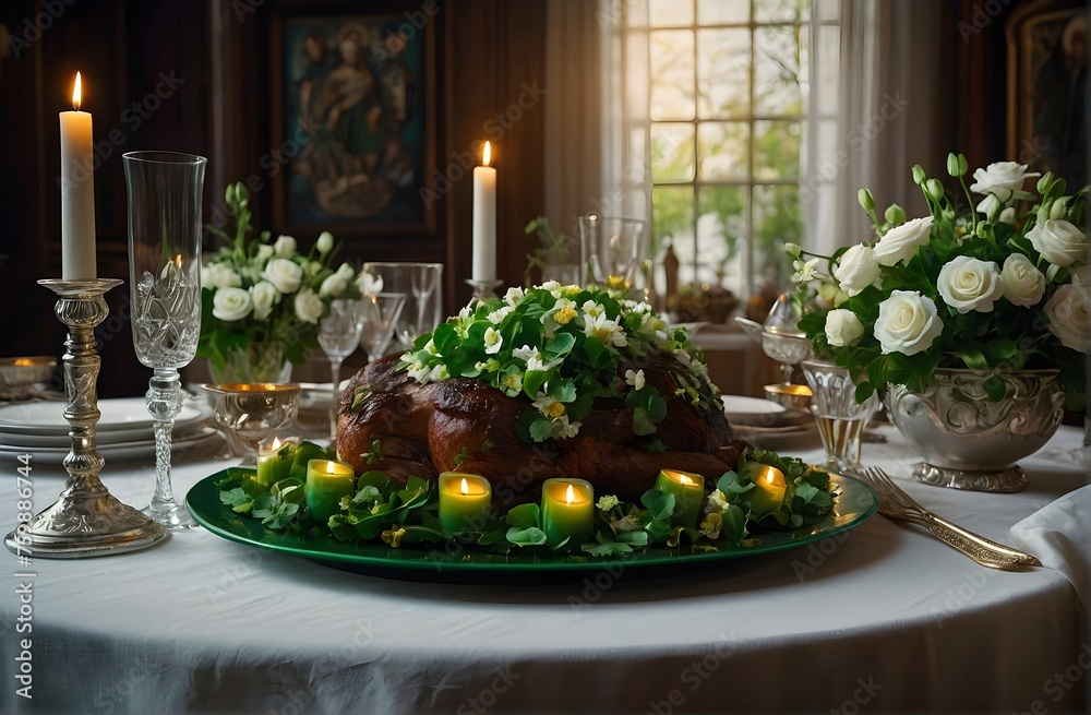 Naklejka premium Patrick's Day dining table set in an elegant interior