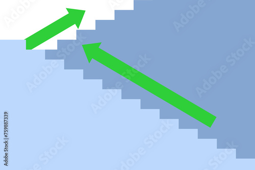 Concept of career success  achieving business goals and challenges or climbing the stairs to the top of the goal  business growth  stairs with arrow pointing upwards. flat design vector illustration.