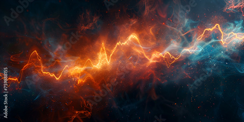 Blue fire background ai Pro Photo, Glowing streaks on dark background luminous abstract sparkling lined background