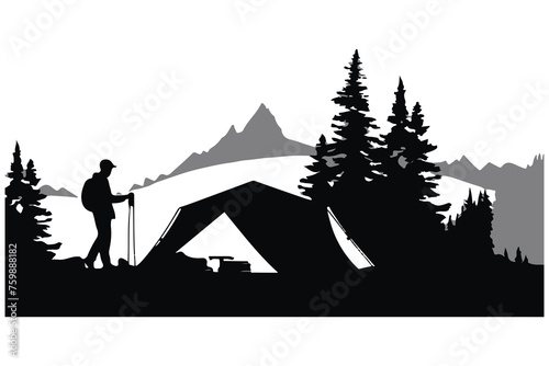 Creative Camping silhouette Vectors Designe