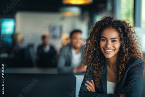 Portrait of a young businesswoman in the office, exuding professionalism.