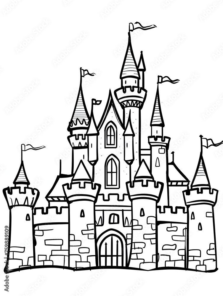 image of princess castle for coloring pages for girls