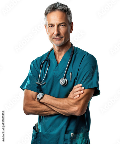 Confident male doctor portrait. Portrait of a smiling doctor. Medical and healthcare concept.