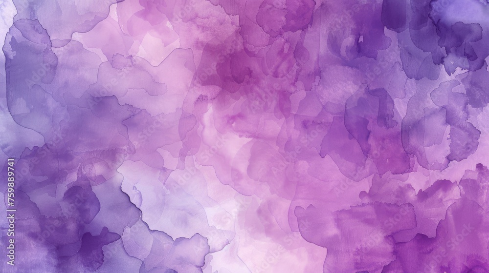 Abstract purple watercolor background with a gradient of shades creating a textured appearance. Ideal for backgrounds, wallpapers or creative designs.