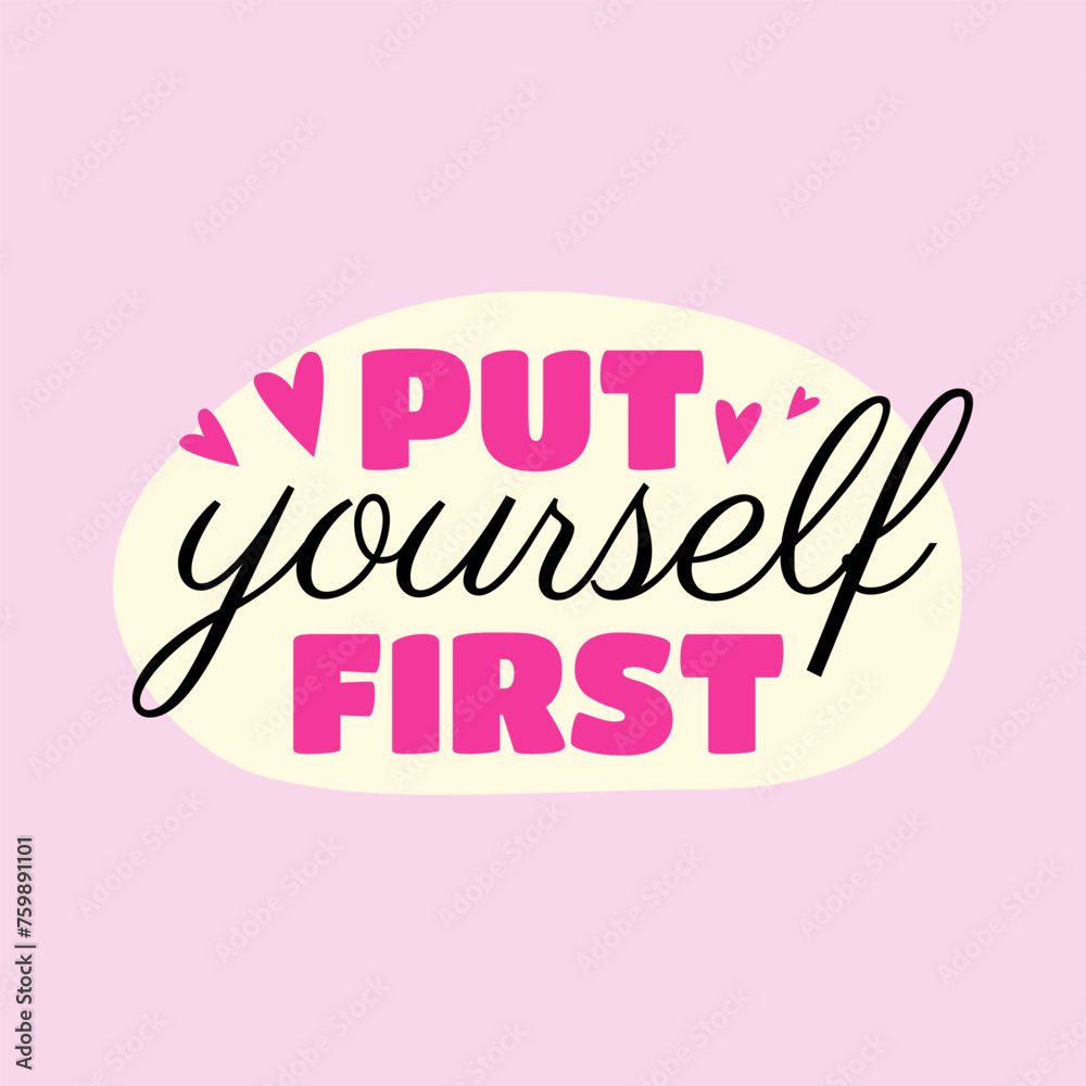 Put yourself first girl quotes healing banner template design vector