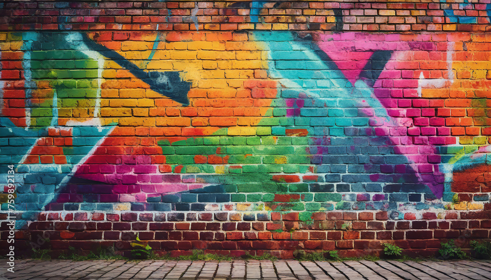 Obraz premium Old wall painted graffiti drawing aerosol paints. City graffiti backdrop, street art background