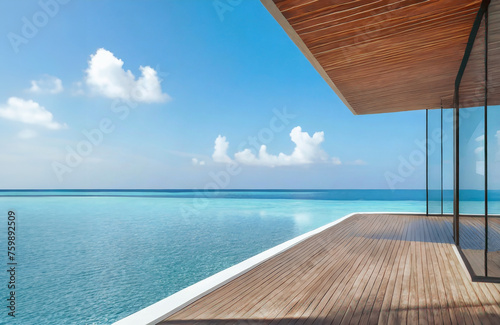 Terrasse d'une villa moderne avec vue sur l'océan © Rémi Ranguin 